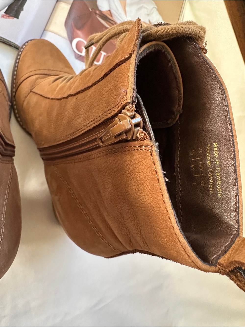 Aldo Brown Lace-Up Stacked Heel Ankle Boots - Picture 6 of 16